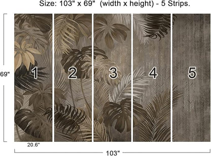 Cliouar-Turtle Backed Bamboo Plantain Leaf Plant Wall Mural Wallpaper for Bedroom Living Room 103" x 69" (Not Self Adhesive)