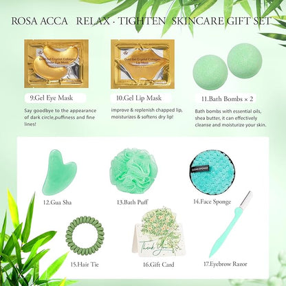 Tea Tree 23 Pcs Facial Skin Care Set, Bath and Body Gifts for Women & Men, Self-Care Relaxation Gifts, Home Spa, Sheet Mask, Gel Eye Mask, Gua Sha, Cream, Birthday, Christmas, Valentines, Mother Day