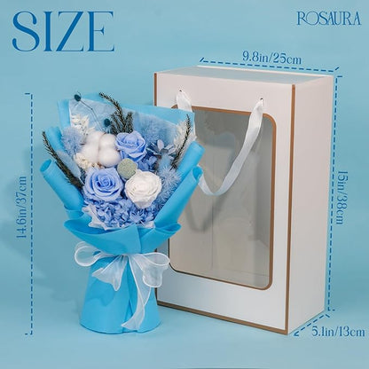 Rosaura Preserved Flowers Bouquets, Flowers for Delivery Prime, Forever Roses Bouquets Valentine's Day, Mother's Day, Christmas, Birthday Gifts (Blue)
