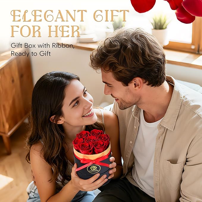 7 Roses Flowers for Delivery - Forever Preserved Flowers in Box for Delivery Preserved Roses Gifts Anniversary Birthday Gifts for Women Mom Wife Her Mothers Forever Flower Gift for Grandma