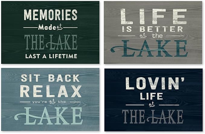 Lake House Decor Placemats Set of 4, Lake Decor for Home, Lake Life Decor, Rustic Lake Table Mats Place Mats for for Kitchen Dining Table Decoration 16.9x11.4 Inch
