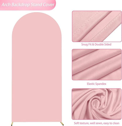 Wokceer 6FT Wedding Arch Cover Spandex Fitted Wedding Arches Stand Covers Round Top Blushing Pink Chiara Arch Cover for Birthday Party Ceremony Banquet Decoration