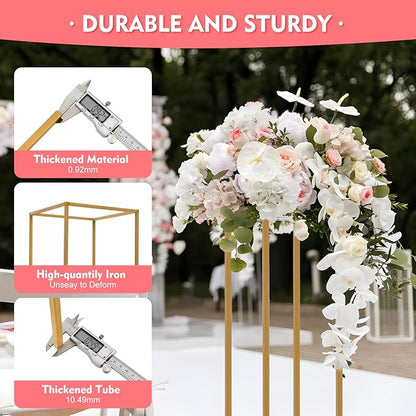 10Pcs Wedding Centerpiece Flower Stand for Table, 31 in Gold Metal Flower Vases for Wedding Table Decorations Events Party Display