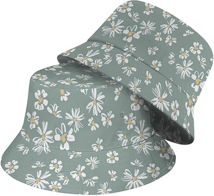 Wildflowers Floral Bucket Hat for Men Women, Summer Vacation Outdoor Travel Reversible Double Side Beach Caps Fisherman Hat
