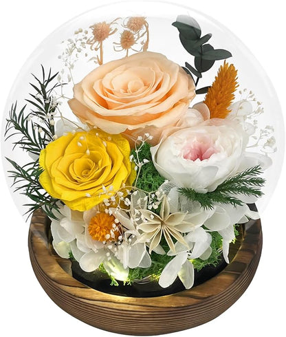 FIACO Valentines Gifts for Her Preserved Flowers in Glass Dome Long-Lasting Eternal Roses Birthday Gifts for Women Mom Grandma Wife Girlfriend Forever Flowers for Delivery Prime