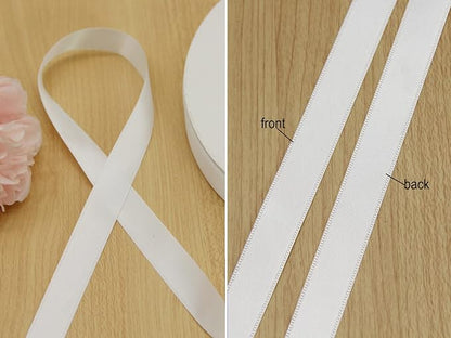 100Yards Double Faced Satin Ribbon Boutique Gift Wrapping Package, DIY Crafts Bow Hair Headband Accessories Assorted Ribbon#29 (5/8" 15mm, White)