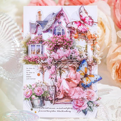 180pcs PET Garden Landscape Scrapbook Paper Journaling Sticker Flower Stickers for Scrapbooking Vintage Stickers Aesthetic Flowers Floral Sticker Pack Junk Journal Decorative Paper Scrapbook Supplies