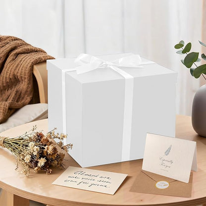 Donyang Gift Box, 12x12x10 inches Large White Gift Boxes for Presents with Lids, Birthday Box, Groomsman Proposal Box, for Wedding, Valentine's Day, Mother's Day, Halloween, Christmas Gift Packging