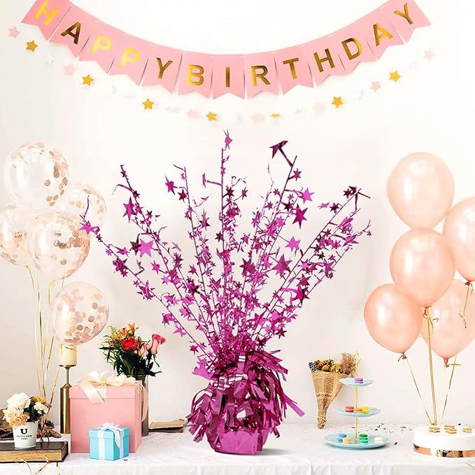 ALISSAR 2-Pack Glitter Pink Star Centerpieces-Table Decorations for Home Decor Birthday Wedding Anniversary Decor (Pink)