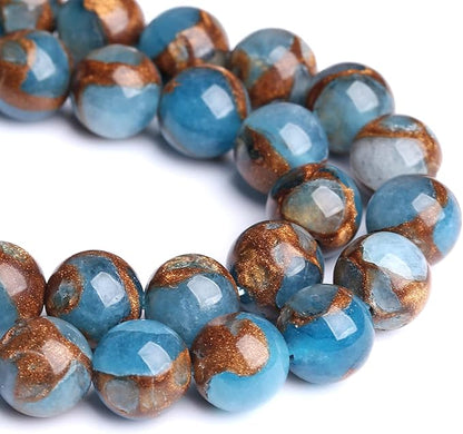 10MM 36PCS Lake Blue Cloisonne Craft Spacer Loose Beads for Jewelry Making DIY Bracelet