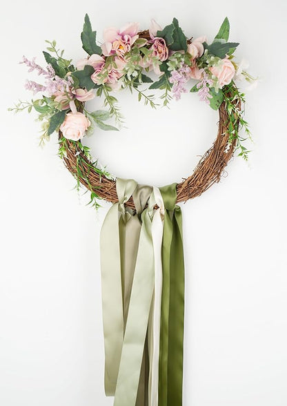 Sage Green Satin Ribbon - 1.5 Inch Double Face, 6 Rolls, 30 Yards - Perfect for Weddings, Crafts, Gift Wrapping & Hair Bows