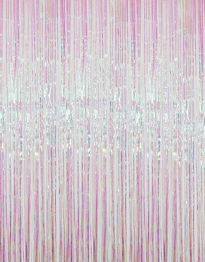 GOER 3.2 ft x 9.8 ft Metallic Tinsel Foil Fringe Curtains Party Photo Backdrop Party Streamers for Birthday,Graduation,New Year Eve Decorations Wedding Decor (Iridescent,3 pcs)