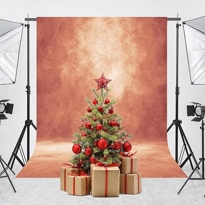 Abstract Professional Photography Backdrop for Portrait Photo Props Booth Background Photoshoot Studio with Polyester Fabric Roller Pocket on Top(6x8ft,Brick Red,No Stand)
