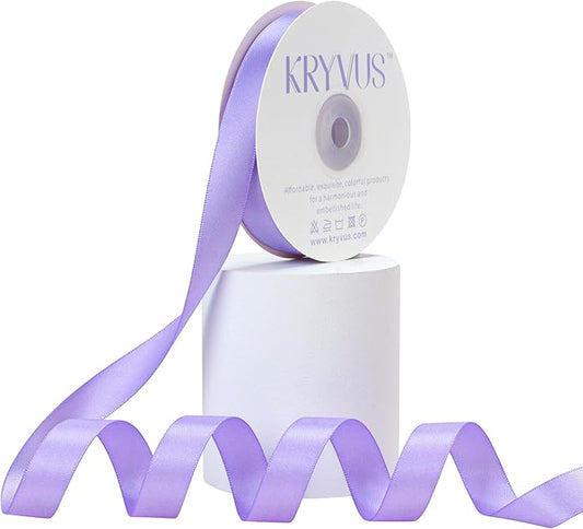 Lilac Satin Ribbon, Double Faced 5/8 Inch X 25 Yards Lilac Ribbon, Premium Satin Ribbon for Gift Wrapping, Crafts, Hair Bow Making, Sewing, Flower Bouquet, Wedding Party Decor