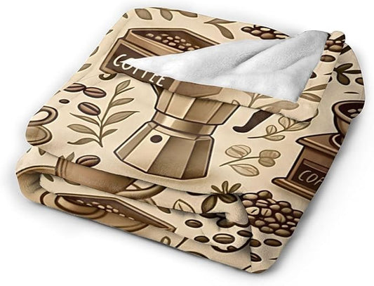 Coffee Blanket Cafe Throw Blanket Food Soft Cozy Fleece Fuzzy Stuffed Plush Flannel Gifts for Girls Women Boys Kids Adults 50"X60"