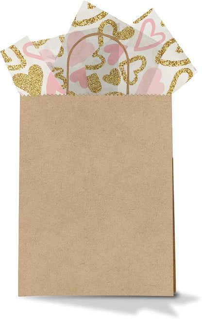Pro Supply Global Pink and Gold Hearts Printed Tissue Paper for Valentine's Day Gift Bags or Boxes and Wrapping - Bulk Decorative Art Tissue Paper for Packaging and Gifting | 24 Sheets 20" x 30"