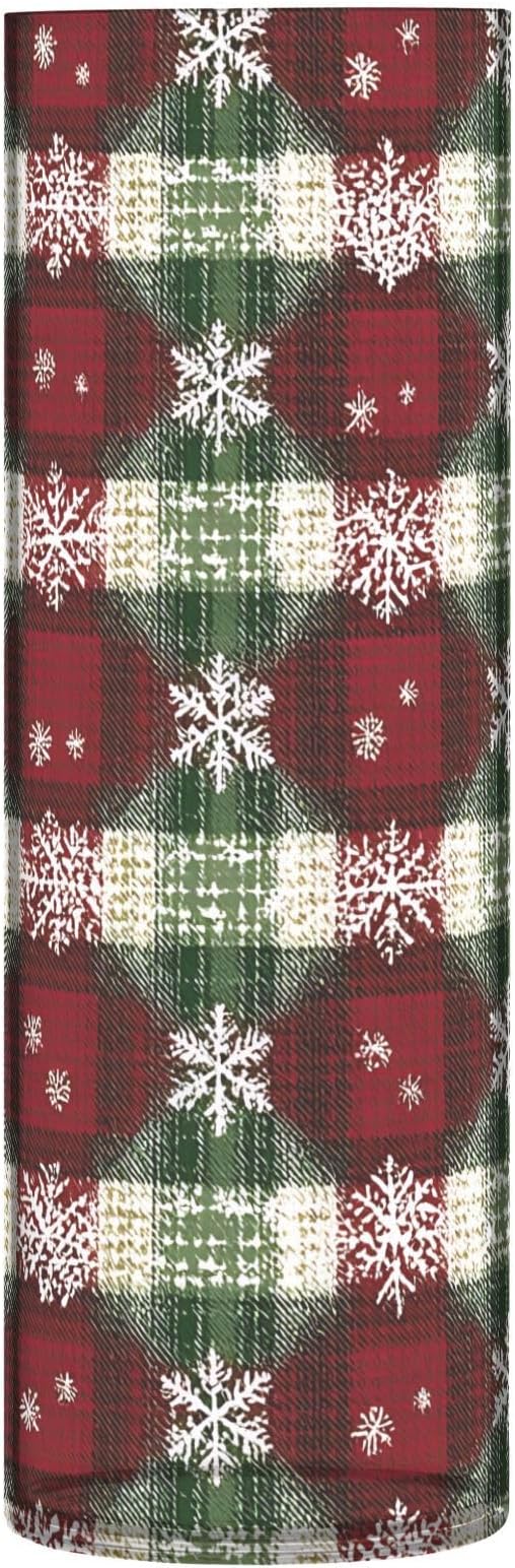xmyzcd Red and Green Square Snowflakes Vase Cylinder Vases Clear Plastic Flower Vase Easy to Clean for Centerpieces Homes Offices Kitchens