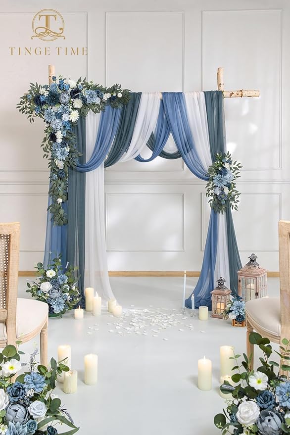 TINGE TIME Artificial Arch Flowers Kit Pack of 5, Wedding Decorations for Reception with Hanging Flowers, Wedding Arch Silk Floral Arrangements Ceremony Backdrop Bridal Shower Outdoor Party Decor