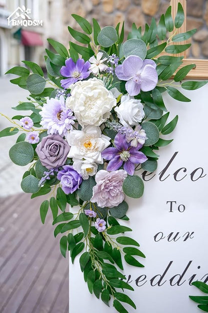 Artificial Wedding Arch Flowers Kit(Pack of 2) for Wedding Decor Ceremony and Reception Backdrop Decoration (Purple)