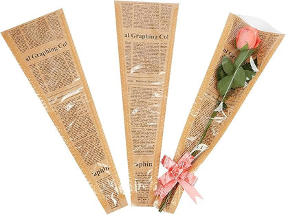 Words Flower Bouquet Sleeve Flower Wrapping Plastic Paper Word Package Floral Arrangement Supplies Wrap Bags 50pcs S