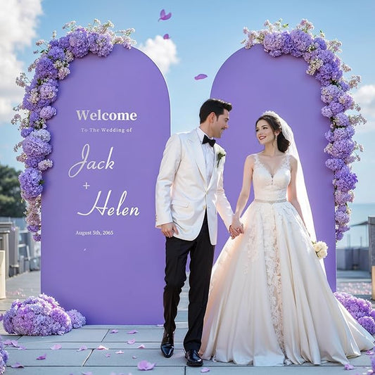 6.6FT Lavender Arch Backdrop Cover - Polyester Fitted Wedding Arch Stand Covers Round Top Chiara Arch Backdrop Cover for Birthday Party Banquet Photo Background Decoration