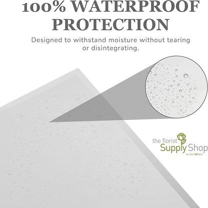 the florist Supply 20 Sheets Premium Flower Wrapping Paper | Waterproof Flower Wrapping Paper for Bouquets | Double Sided Floral Bouquet Sheets | DIY Gifts Borderline Frosted White/White