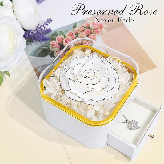 Beferr Birthday Gifts for Women Preserved Real Rose with Necklace Eternal Roses Forever Flowers for Delivery Prime Christmas Day Gifts for Mom Grandma Wife Sister Her from Daughter