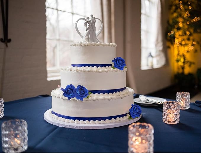Blue Roses Artificial Flowers 16pcs Royal Blue Flowers Artificial Roses with Stems 3.15" Fake Roses for Bridal Bouquet Wedding Flowers for Floral Centerpieces