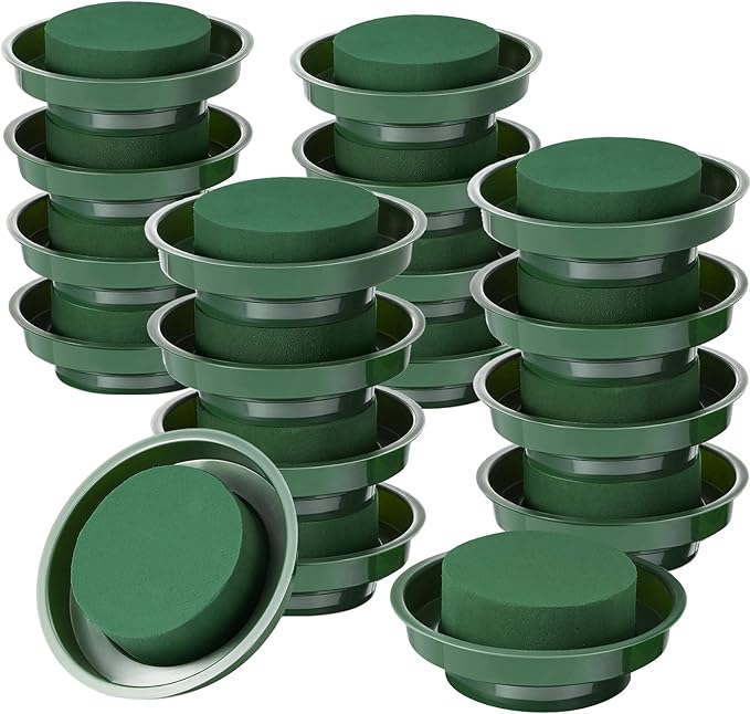 Floral Foam with Bowl 4.7 Inch Green DIY Flower Arrangement Kit Round Wet Foam, Wedding Aisle Flowers, Party Decoration (8 Pieces)