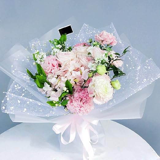 Flower Wrapping Mesh Florist Bouquet Gift Packaging DIY Snow Dot Yarn Floral Bouquet Craft Net Paper Florist Supplies 1Roll 19.7inch x 4Yard (Coffee)