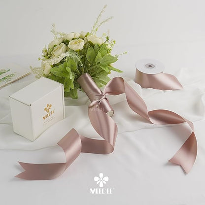 MEEDEE Dusty Rose Satin Ribbon 2 Inch Dusty Pink Ribbon Lux Double Faced Ribbons by 25 Yards Silk Satin Ribbons for Gift Wrapping, Weddings, Flower Bouquet, Holiday Decorating