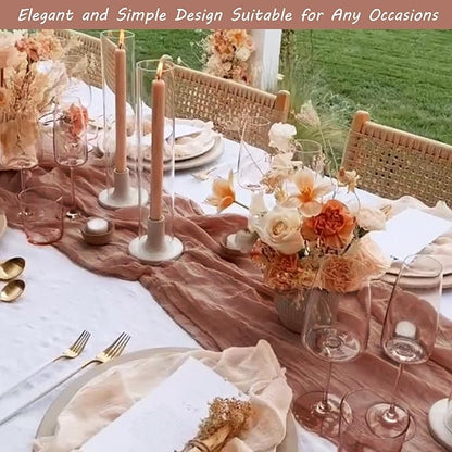 Fivenl 12 Pack Cheesecloth Table Runner 35x72 Inch Boho Gauze Rustic Cheese Cloth Long Romantic for Wedding Bridal Shower Birthday Party Decor (Dusty Blush)