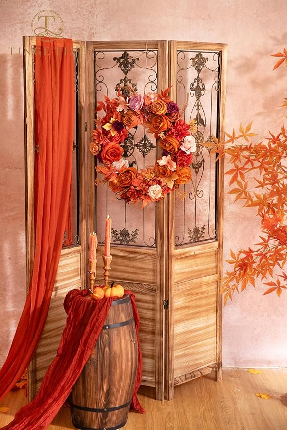 TINGE TIME Artificial Flowers Maple Red Flower Combo for DIY Autumn Wedding Bouquets Table Centerpieces Arrangements Party Baby Shower Home Fall Decorations