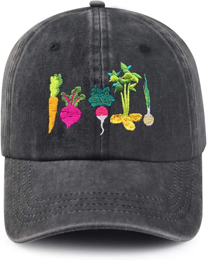 Cute Flower Hat, Elegant Floral Embroidered Adjustable Baseball Cap for Men Women, Gifts for Flower Lovers, Black