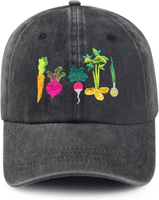 Cute Flower Hat, Elegant Floral Embroidered Adjustable Baseball Cap for Men Women, Gifts for Flower Lovers, Black