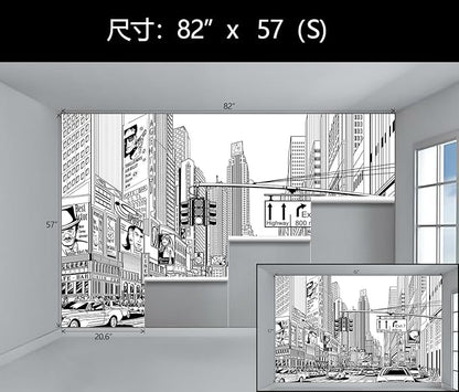 WFBHUA-Black and White City Wallpaper Peel and Stick New York Landscape Self Adhesive Wall Mural for Living Room Bathroom Bedroom 82"x57"