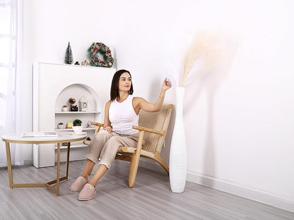Leewadee Decorative Tall Floor Vase for Living Room Decor, 34 inches, White, Resin