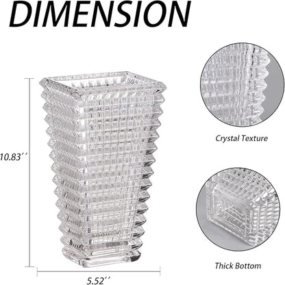 MCMCNCUIU Crystal Glass Vase, Large Crystal Vases for Flowers, Large Flower Vase, Clear Modern Vases for Living Room, Bedroom, Kitchen, Dining Table, Mantle, Wedding, 11 Inches