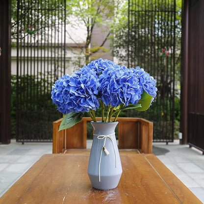 Fake Hydrangea Artificial Flowers with Stems 6 PCS 19.3" Latex Faux Hydrangea Flowers Bulk Real Touch for Vase Indoor Home Decoration Wedding Centerpieces Arrangements (Blue)