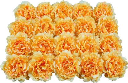 20pcs 5" Artificial Flower Peonies, Silk Peonies with 6" Stems, Flowers Suitable for Wedding Bouquets, Home Party Decoration (Orange)
