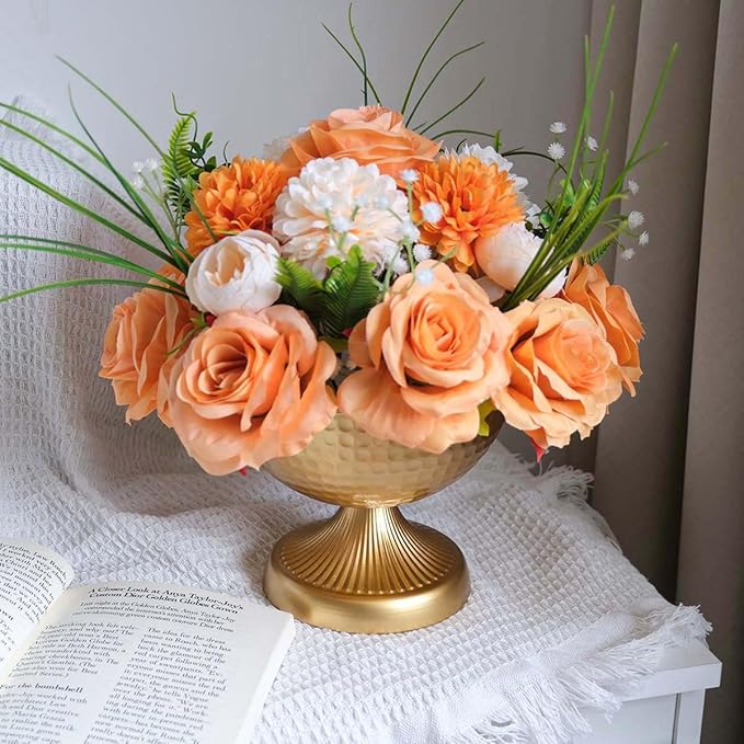 6.5 inch 10 pcs Brass Vase Bowl Gold Centerpieces for Tables Wedding Party Event Gold Accent Decorative Bowl Vintage Style