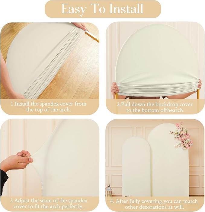 Beige Arch Backdrop Cover Set of 2 Beige Arch Cover 7.2 and 6ft Wedding Arch Cover Stretchy Backdrop Bridal Baby Shower Birthday Party Arches Stand Covers Spandex