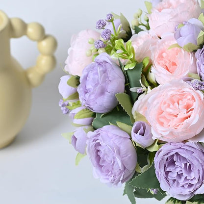 MARTINE MALL 4 Packs Peonies Artificial Flowers, Pinkish-Purple Artificial Peonies, Silk Peonies Flowers Fake Peonies Artificial Flowers Peonies Bouquet for Centerpiece Table Wedding Party Home Decor