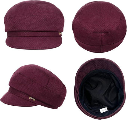 Women Retro Classic Visor Newsboy Cabbie Cap Beret Hats with Flower Buckle for Woman Ladies