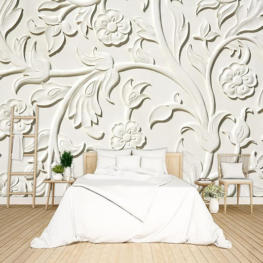 3D Relief Flower Wallpaper Bedroom Modern Flowers murals Trendy Office Decorative Living Room tv Background Large Wall Mural - 160"x108" Not Peel and Stick