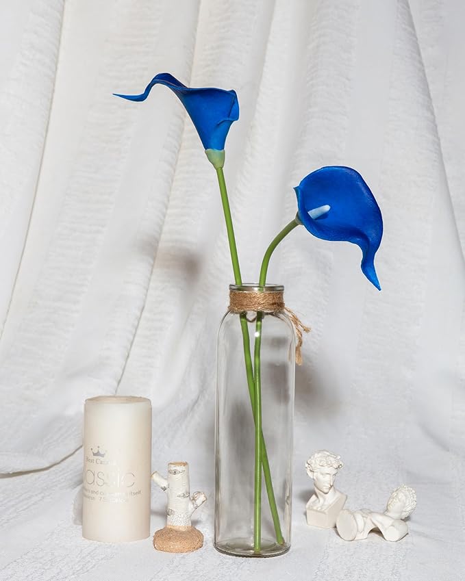 DuHouse 20Pcs Artificial Calla Lily Flower Real Touch Latex Flowers for DIY Wedding Bouquet Party Home Decor (Klein Blue)