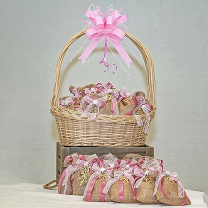WEWILUCK Pink Pull Bows for Presents - Large Gift Bows for Gift Baskets, Flower Paper Wrapping, Ideal for Women, Party, Valentines Day, and More(8 inches, 10PCS)