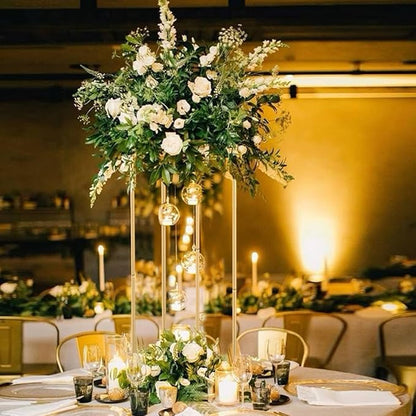 31.5inch Wedding Centerpieces for Tables,5pcs Gold Centerpieces,Tall Column Geometric Floral Vase for Birthday Party Event Table Decoration
