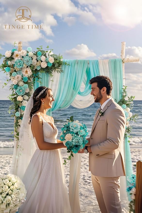 TINGE TIME Artificial Arch Flowers Kit Pack of 5, Wedding Decorations for Reception with Hanging Flowers, Wedding Arch Silk Floral Arrangements Ceremony Backdrop Bridal Shower Outdoor Party Decor