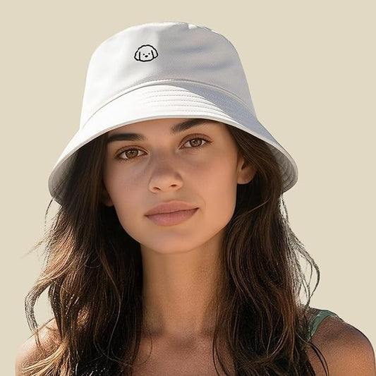 Fashion Embroidered Bucket Hat Cotton Summer Beach Sun Hat for Women Men Teen